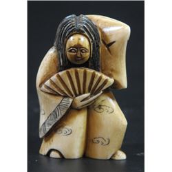 Happy-angry man, special old ivory netsuke