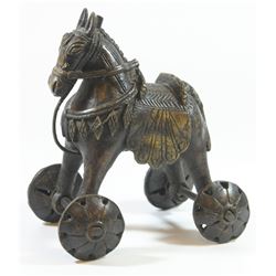 Elephant on wheels - old Indian bronze ritual figurine