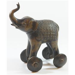 Elephant on wheels - old Indian bronze ritual figurine