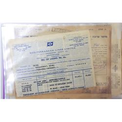 Collection of documents, bills of lading, insurance certificates and receipts related to the transpo