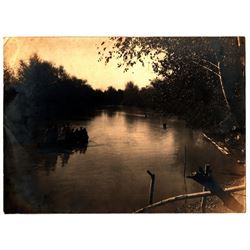 Tsadok Bassan (1892-1956) - large photo of people drifting down the Jordan River, 1920s