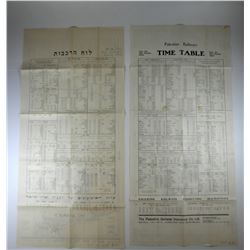 2 train timetables, Mandatory Palestine, Autumn 1934