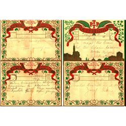 Collection of 4 telegram greeting cards, Mandatory Palestine, 1939