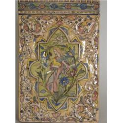 Wandbehang. Leinen und Seide. Heraldische Motive mit Goldfäden umstickt. Nach 1900. H: 104 x 127...