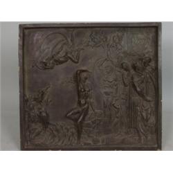 Relieftafel. Die Befreiung der Andromeda durch Perseus. Patinierte Terracotta.19. Jh. H: 82 x 91...