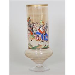 Pokal. Runder Stand, kurzer Schaft. Ausladender Kuppaansatz, eingeschnürte, zylindrische Wandung....