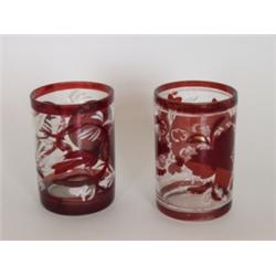 Zwei Becher. Wie vorherige Nr. Böhmen, 19. Jh. H: 11,5 und 10,5 cm. 140,00 €...