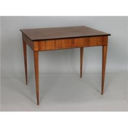 Biedermeier-Tisch. Nadelholz, Kirschbaum furniert. Rechteckiger, einschubiger Zargenrahmen auf ho...