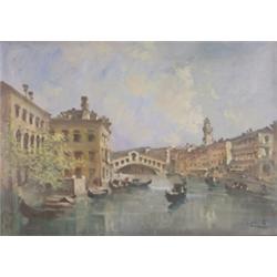 Capuilo, 19./20. Jh. Canale Grande mit Rialtobrücke. Rechts unten sign: Capuilo. ...l/Lwd....