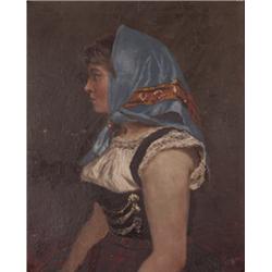 Unbekannt. Süddeutsch, um 1700. Dreiviertelportrait einer adeligen Dame im roten Kleid mit reiche...
