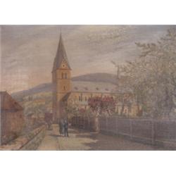 C. Schmidt, Kulmbach 20. Jh. Kath. Pfarrkirche zu Kulmbach. Rechts unten sign. und dat. C. Schmid...