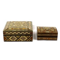 2 Wood Marquetry Boxes