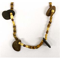 Trade Bead Necklace with Rock Pendants