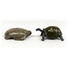 Image 1 : Carved Petosky Stone Turtle & Cast Metal Turtle