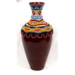 Hand Beaded Bamboo Vase by Kathy Kills Thunder