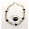 Image 2 : Sterling Lapis Bracelet & Ring, Size 7