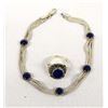 Image 2 : Sterling Lapis Bracelet & Ring, Size 7