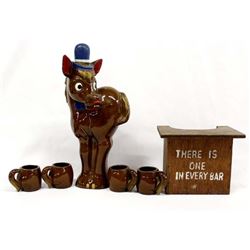 Vintage Tilso Horse Decanter and Cups