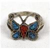 Image 1 : Navajo Old Pawn Silver & Chip Inlay Butterfly Ring
