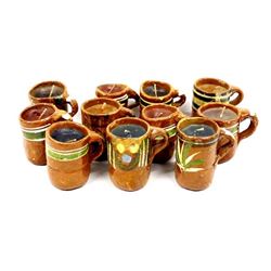 Vintage Mexican Redware Cup Candle Holders