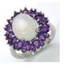 Image 1 : STERLING SILVER MOONSTONE AND AMETHYST RING