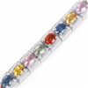 Image 3 : STERLING SILVER MULTI STONE TENNIS BRACELET