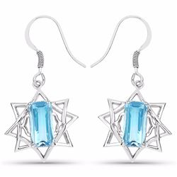 STERLING SILVER SWISS BLUE TOPAZ EARRING