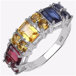 STERLING SILVER MULTI STONE RING
