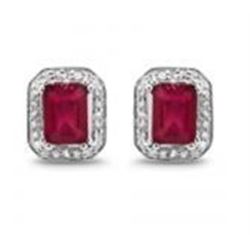 STERLING SILVER OCTAGON RUBY EARRINGS
