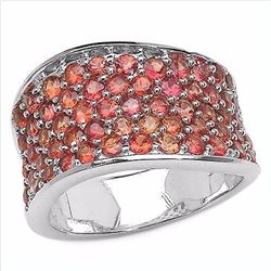 STERLING SILVER ORANGE SAPPHIRE RING