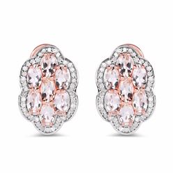 STERLING SILVER AND MORGANITE DIAMOND EARRING
