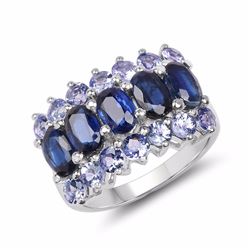 STERLING SILVER KYANITE AND TANZANITE RING