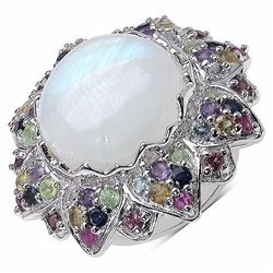 STERLING SILVER RAINBOW MOONSTONE RING