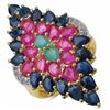 Image 1 : STERLING SILVER BRAZILIAN SAKOTA EMERALD, RUBY AND SAPPHIRE RING