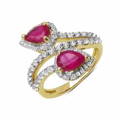 STERLING SILVER RUBY BYPASS RING
