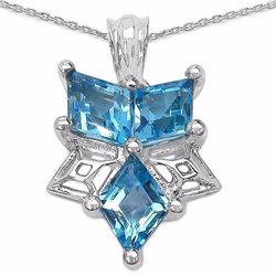 STERLING SILVER FANCY SHAPE BLUE TOPAZ PENDANT