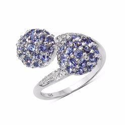 STERLING SILVER TANZANITE BYPASS RING