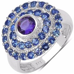 STERLING SILVER AFRICAN AMETHYST AND TANZANITE RING