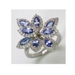 STERLING SILVER TANZANITE FLOWER RING