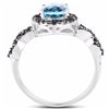 Image 2 : STERLING SILVER BABY SWISS BLUE CHECKERBOARD TOPAZ AND BLACK AND WHITE DIAMOND RING