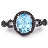 Image 3 : STERLING SILVER BABY SWISS BLUE CHECKERBOARD TOPAZ AND BLACK AND WHITE DIAMOND RING
