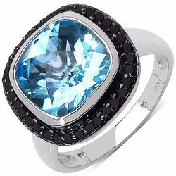 STERLING SILVER BABY SWISS BLUE CHECKERBOARD TOPAZ AND BLUE DIAMOND RING