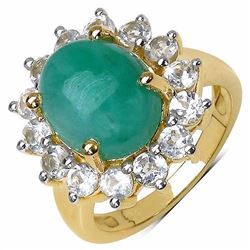 STERLING SILVER SAKATA CABOCHON EMERALD RING