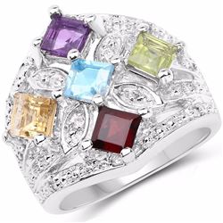 STERLING SILVER MULTI STONE RING