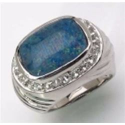 STERLING SILVER CABOCHON OPAL RING