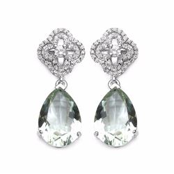 STERLING SILVER GREEN AMETHYST EARRING