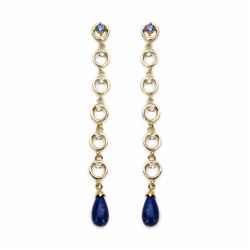 STERLING SILVER CABOCHON LAPIS AND TANZANITE DROP EARRING