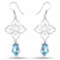 STERLING SILVER SWISS BLUE TOPAZ EARRING