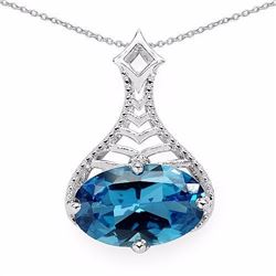 STERLING SILVER LONDON BLUE TOPAZ PENDANT