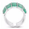 Image 2 : STERLING SILVER ZAMBIAN EMERALD TRIPLE ROW RING